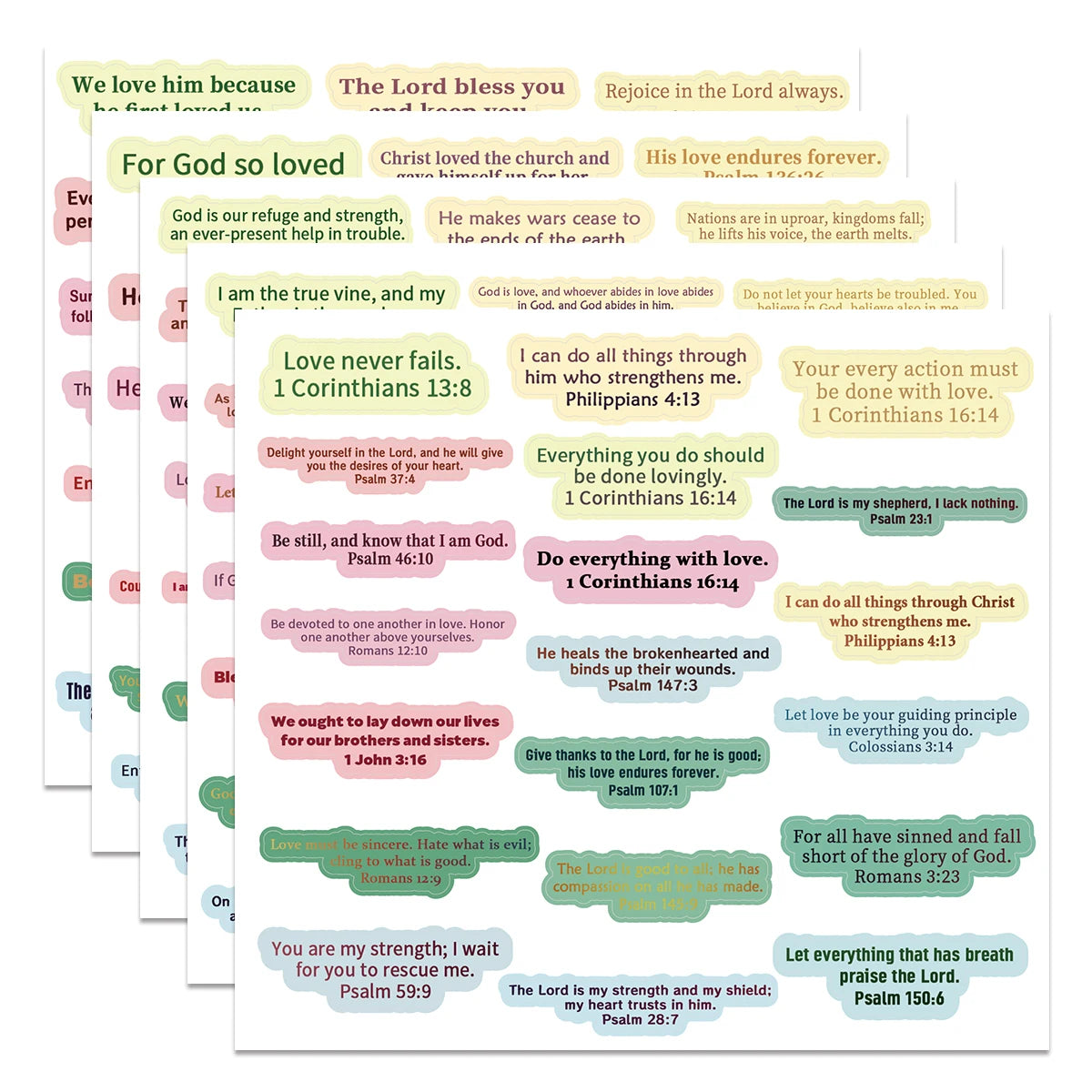 100 Colorful Bible Verse Stickers | Inspirational Christian Scripture Stickers