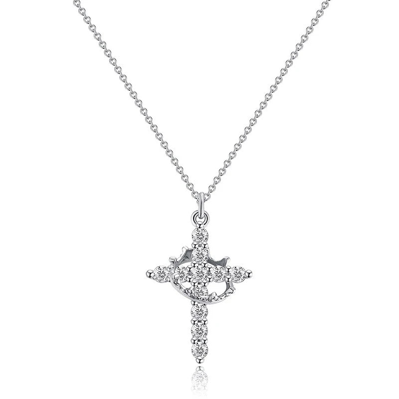 Rotatable Crown Cross Necklace – Christian Faith Pendant
