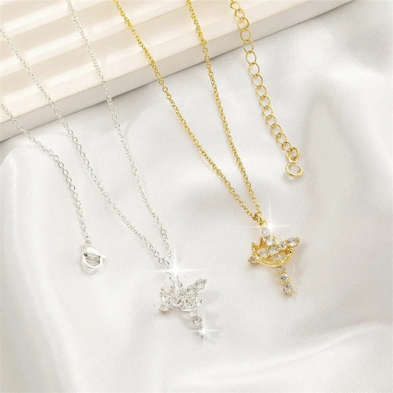 Rotatable Crown Cross Necklace – Christian Faith Pendant