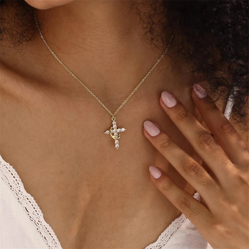 Rotatable Crown Cross Necklace – Christian Faith Pendant