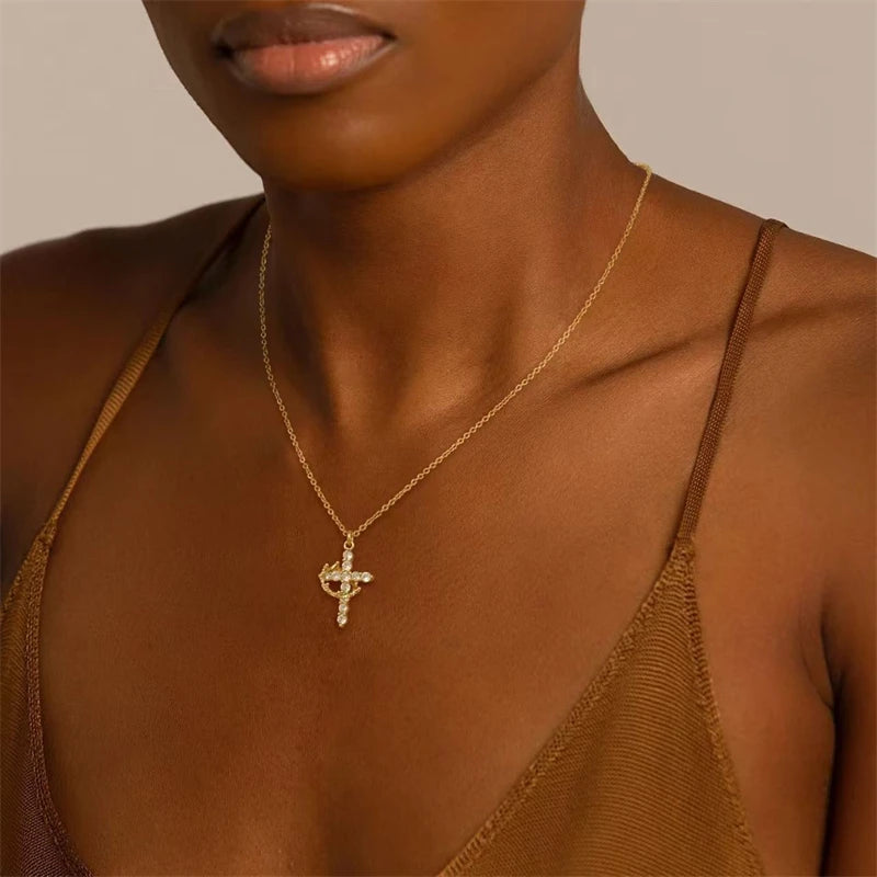 Rotatable Crown Cross Necklace – Christian Faith Pendant