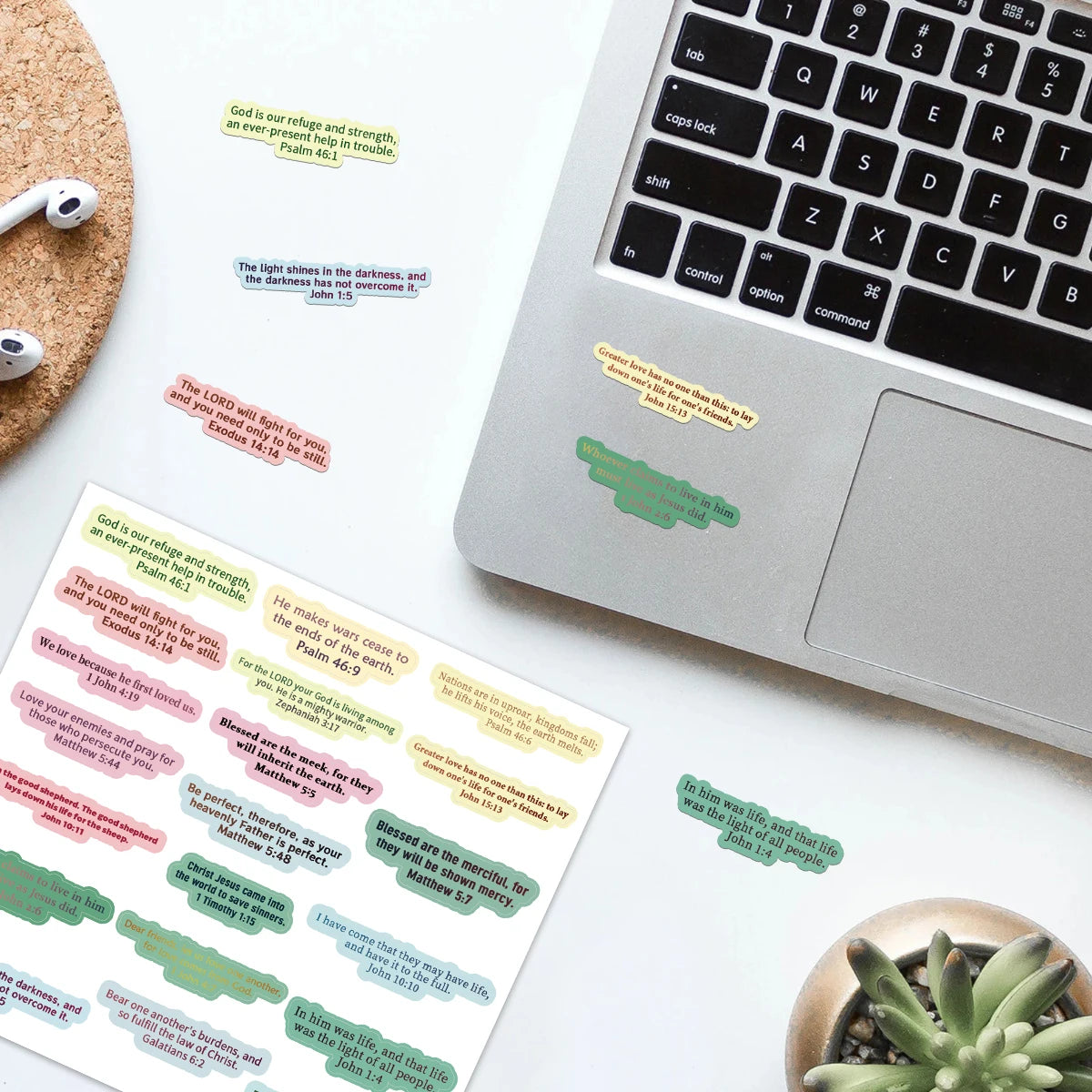 100 Colorful Bible Verse Stickers | Inspirational Christian Scripture Stickers