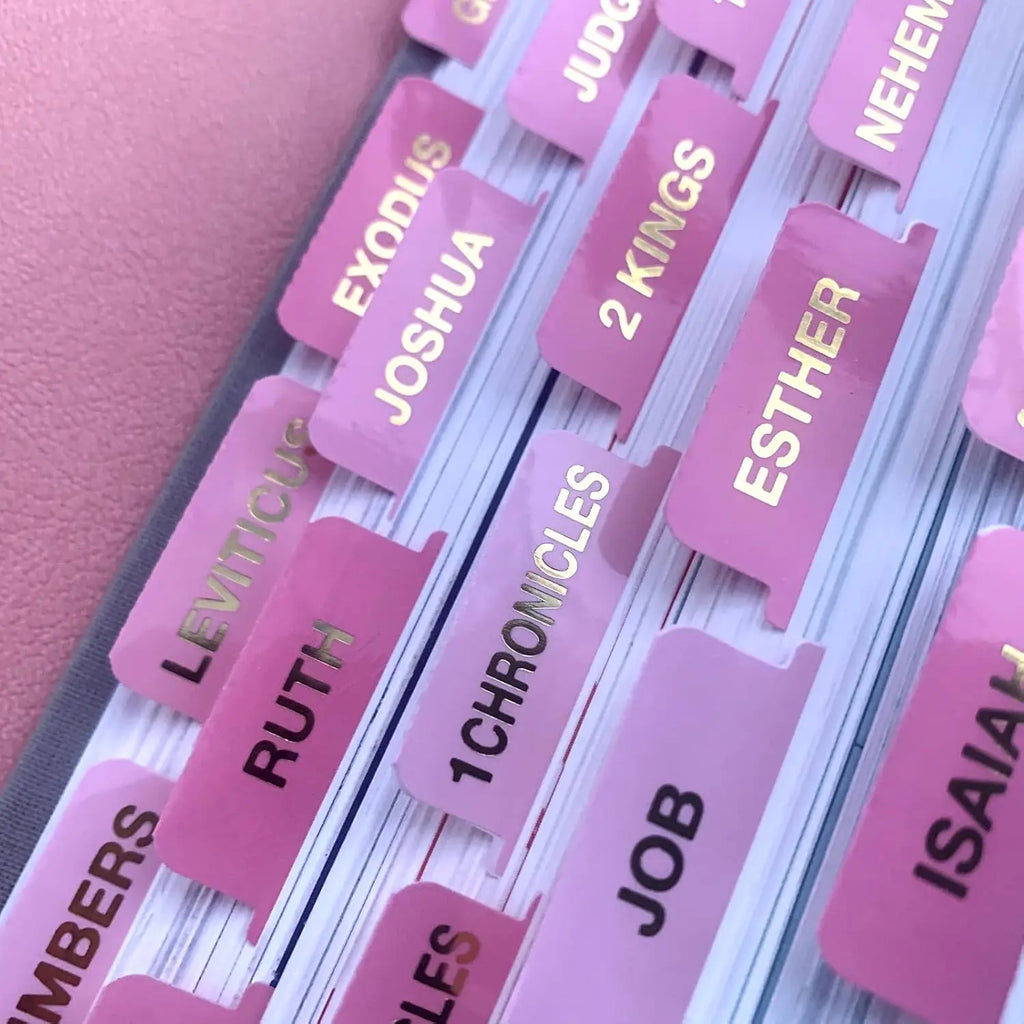 Pink Bible Tabs – Large Font